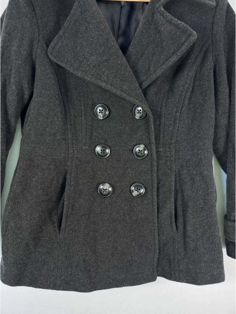 London Fog Women's Dark Gray Wool Blend Peacoat Size Large - Picture 4 of 8